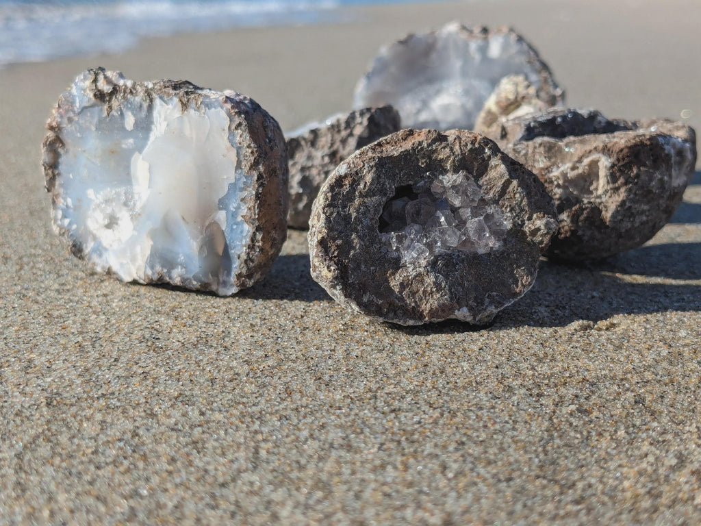Géode d'agate coco du Mexique, géode de cristal naturel, pour lithothérapie, soin par les pierres, collection et décoration de la maison