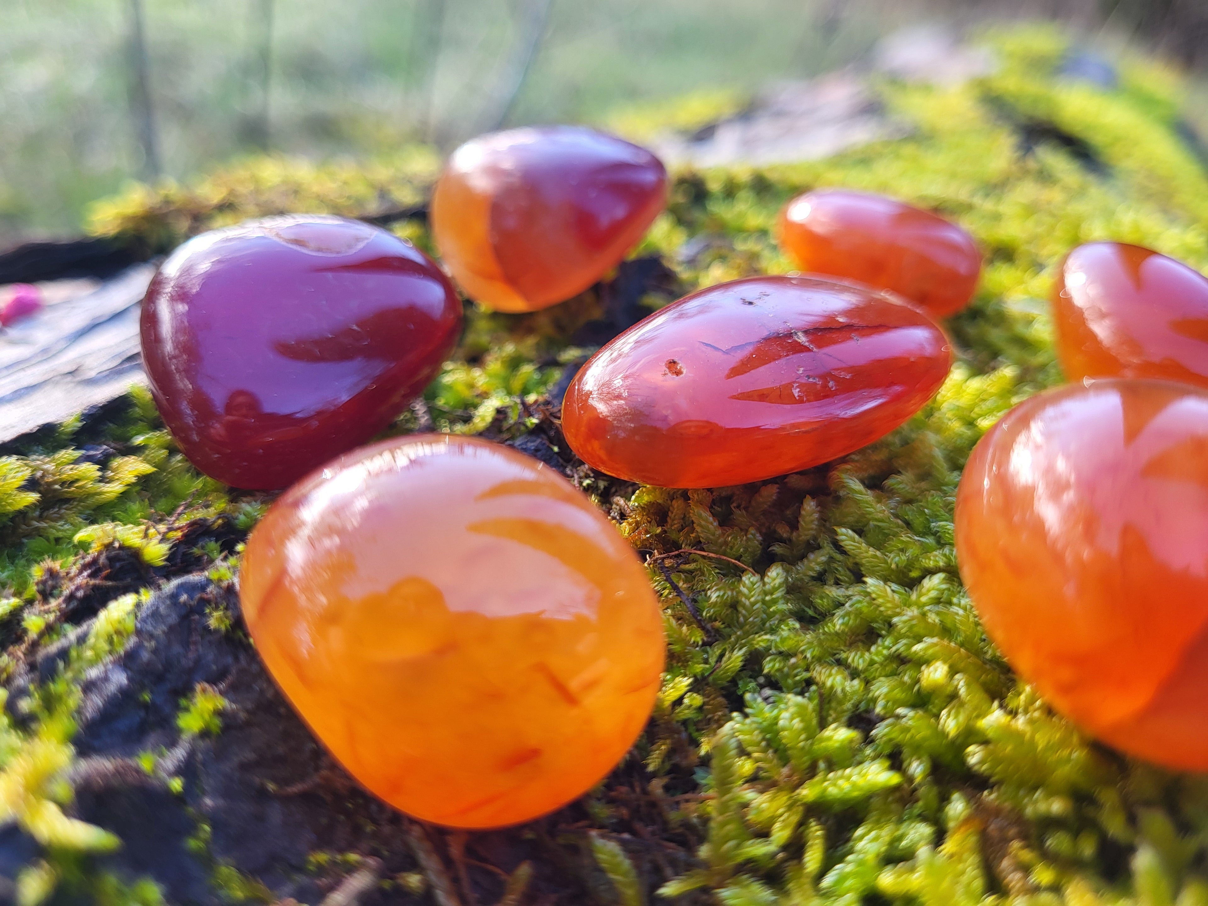 Pierre roulée cornaline, cristaux et minéraux pour la lithothérapie. Cornaline naturelle pour collection et décoration.