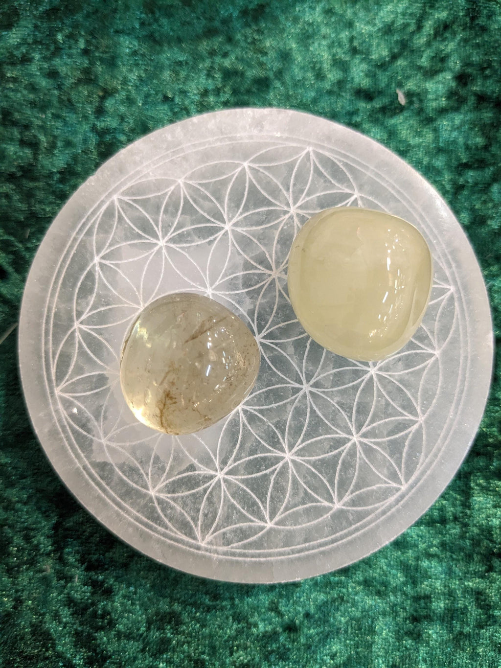 Palet de sélénite fleur de vie, Plaque de sélénite en fleur de vie pour purifier et recharger vos cristaux minéraux, géométrie sacrée