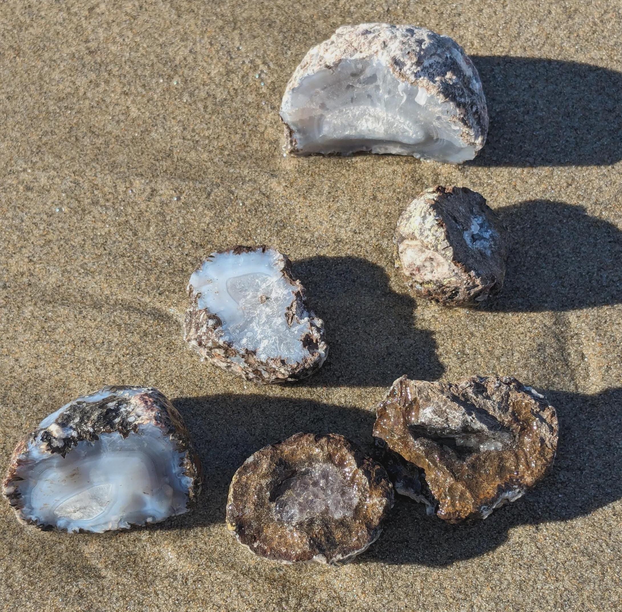 Géode d'agate coco du Mexique, géode de cristal naturel, pour lithothérapie, soin par les pierres, collection et décoration de la maison