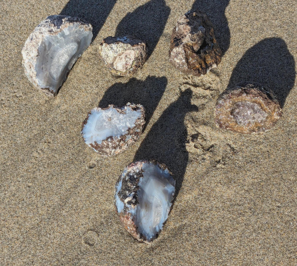 Géode d'agate coco du Mexique, géode de cristal naturel, pour lithothérapie, soin par les pierres, collection et décoration de la maison